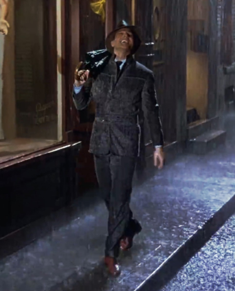 Gene Kelly: Rain-soaked suit and fedora
