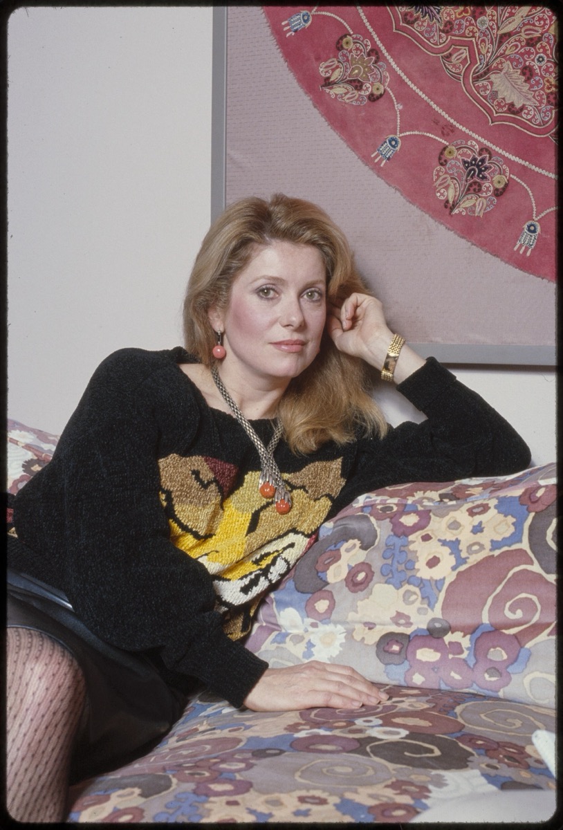 Catherine Deneuve: Black embroidered sweater