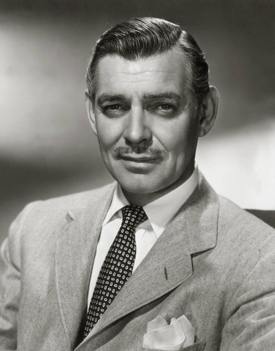 Clark Gable: Light suit, patterned tie and pocket square