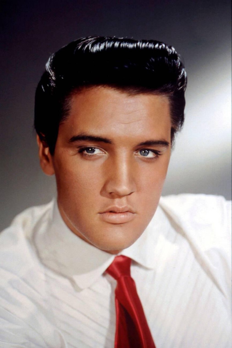 Elvis Presley: White shirt and red tie