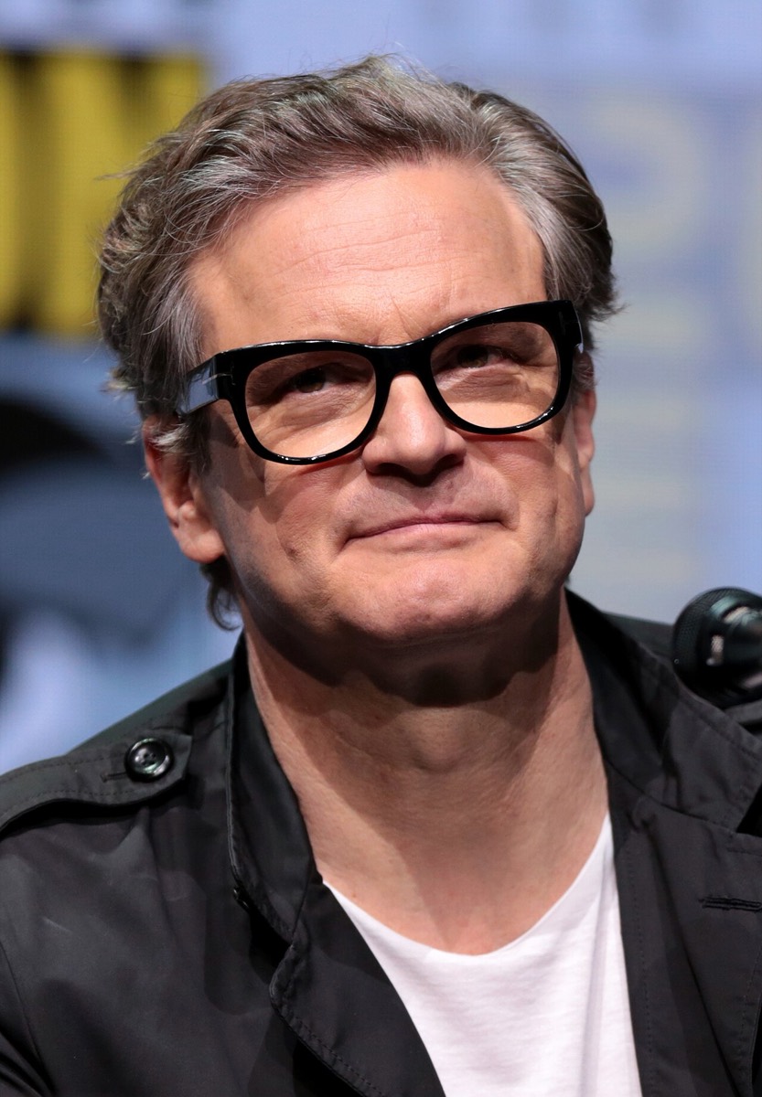 Colin Firth: Black glasses and military jacket
