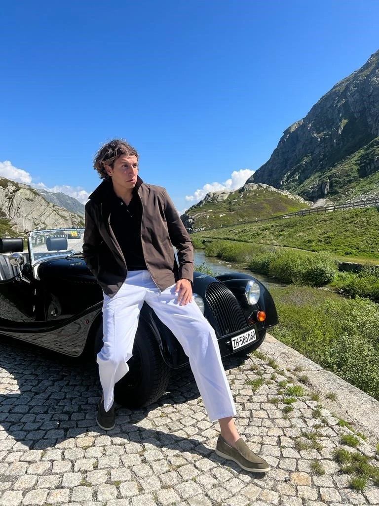 Gstaad Guy: Brown jacket and white trousers
