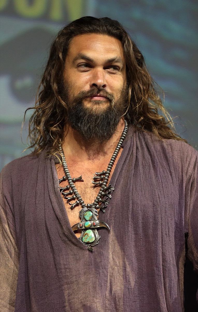 Jason Momoa: Linen shirt and turquoise necklace