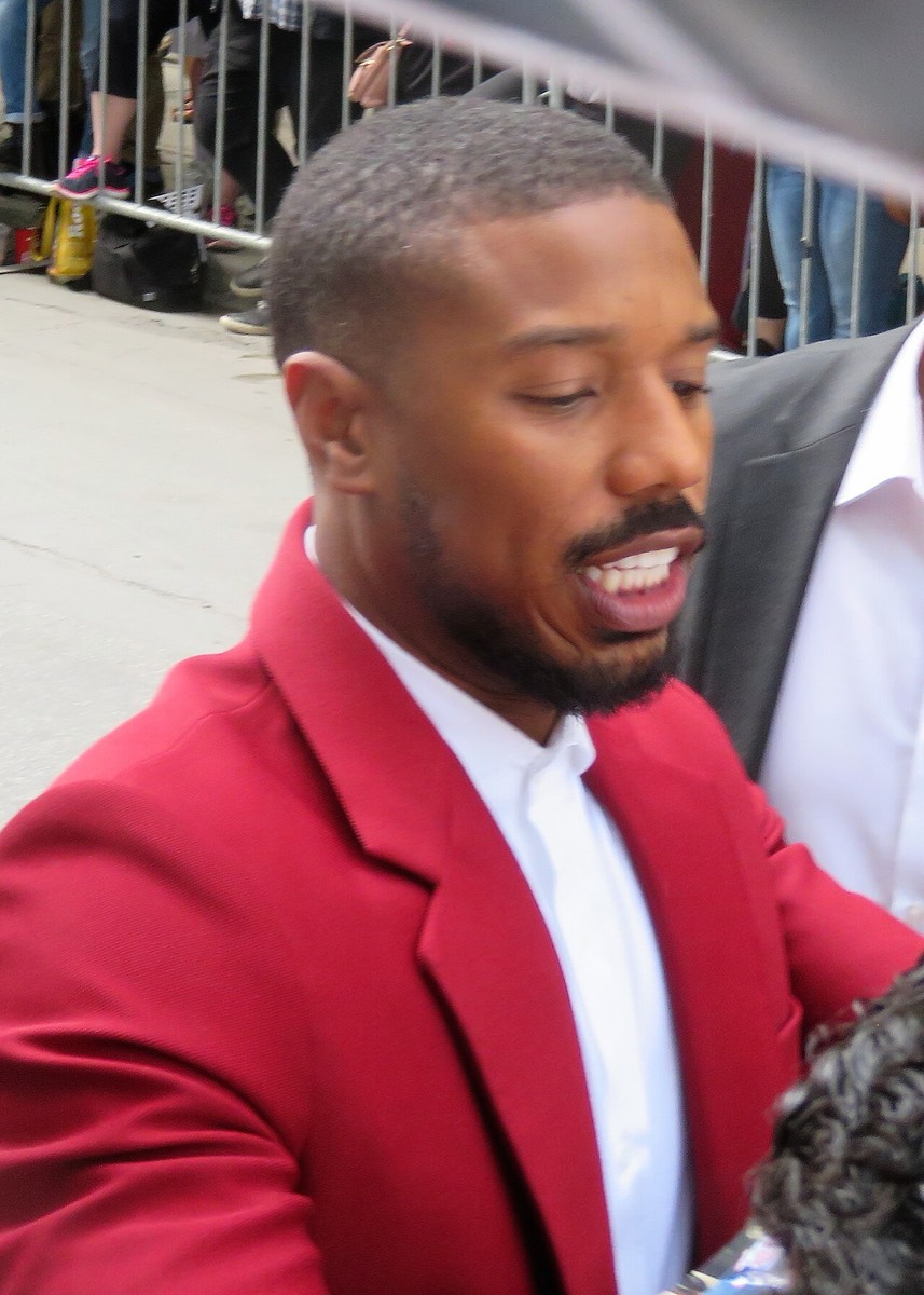 Michael B. Jordan: Red blazer and white shirt