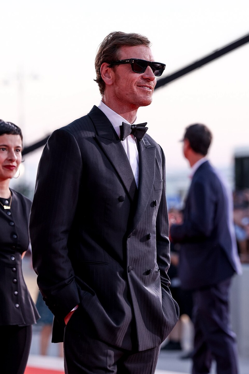 Michael Fassbender: Double-breasted tuxedo and sunglasses