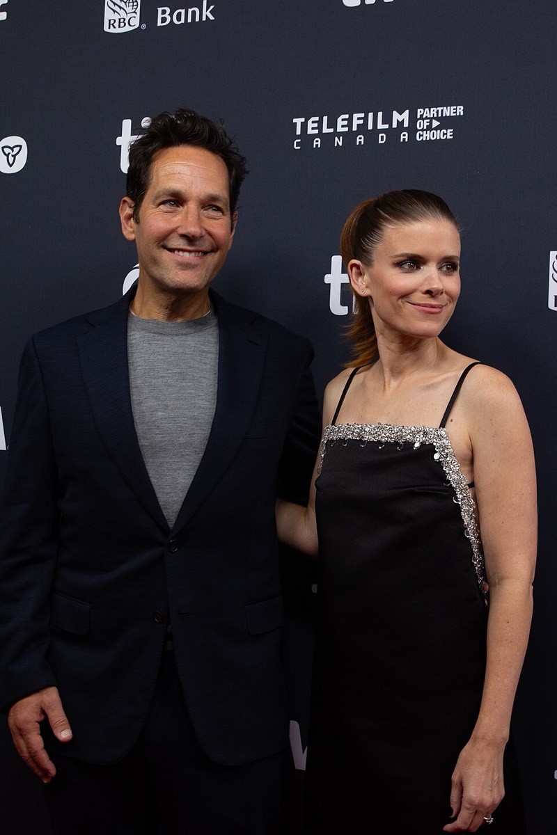 Paul Rudd: Black suit and grey knit