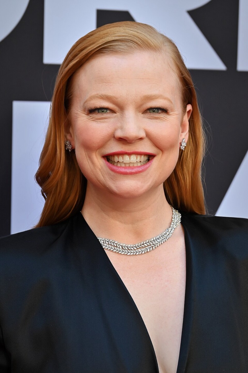 Sarah Snook wearing black plunging gown and diamonds at The Picture of Dorian Gray opening 2025