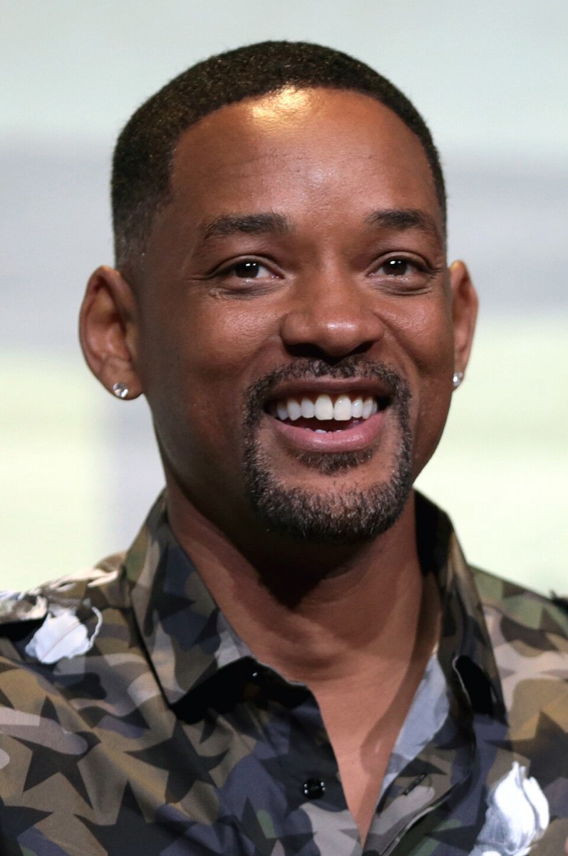Will Smith: Camo print shirt and diamond stud